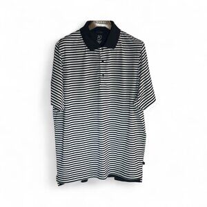 Zero Restriction Men's Short Sleeves w/ Collar Polo Shirt-Stripe Black/White-2XL